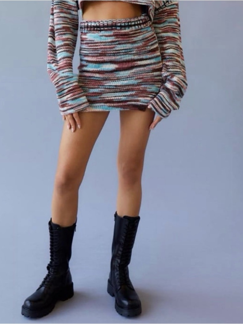 The Ragged Priest Data Knit Spacedye Yarn Mini Skirt Urban Outfitters Size Small